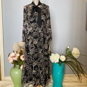 Banana Republic - Women’s Black Printed Dress With Pleating